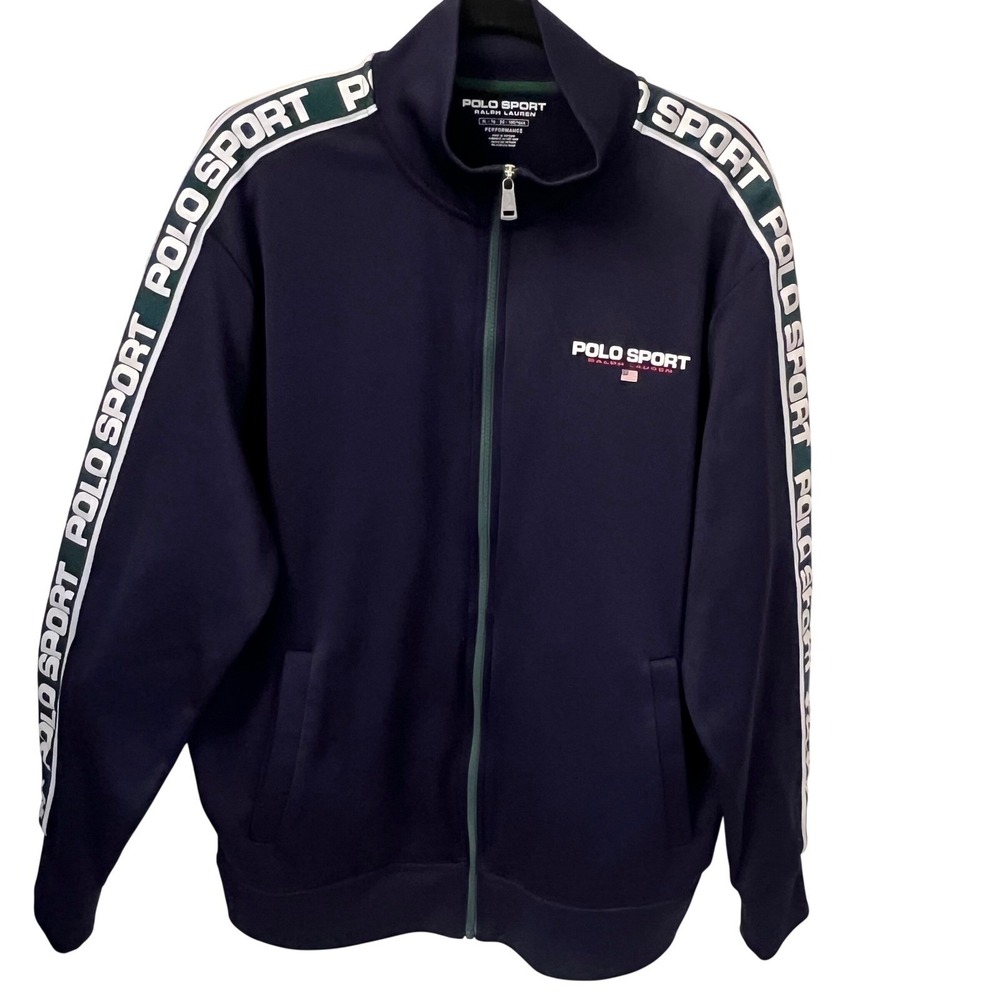 Polo Sport Ralph Lauren Navy Blue Logo Tape Performance Track Jacket. Mens XL